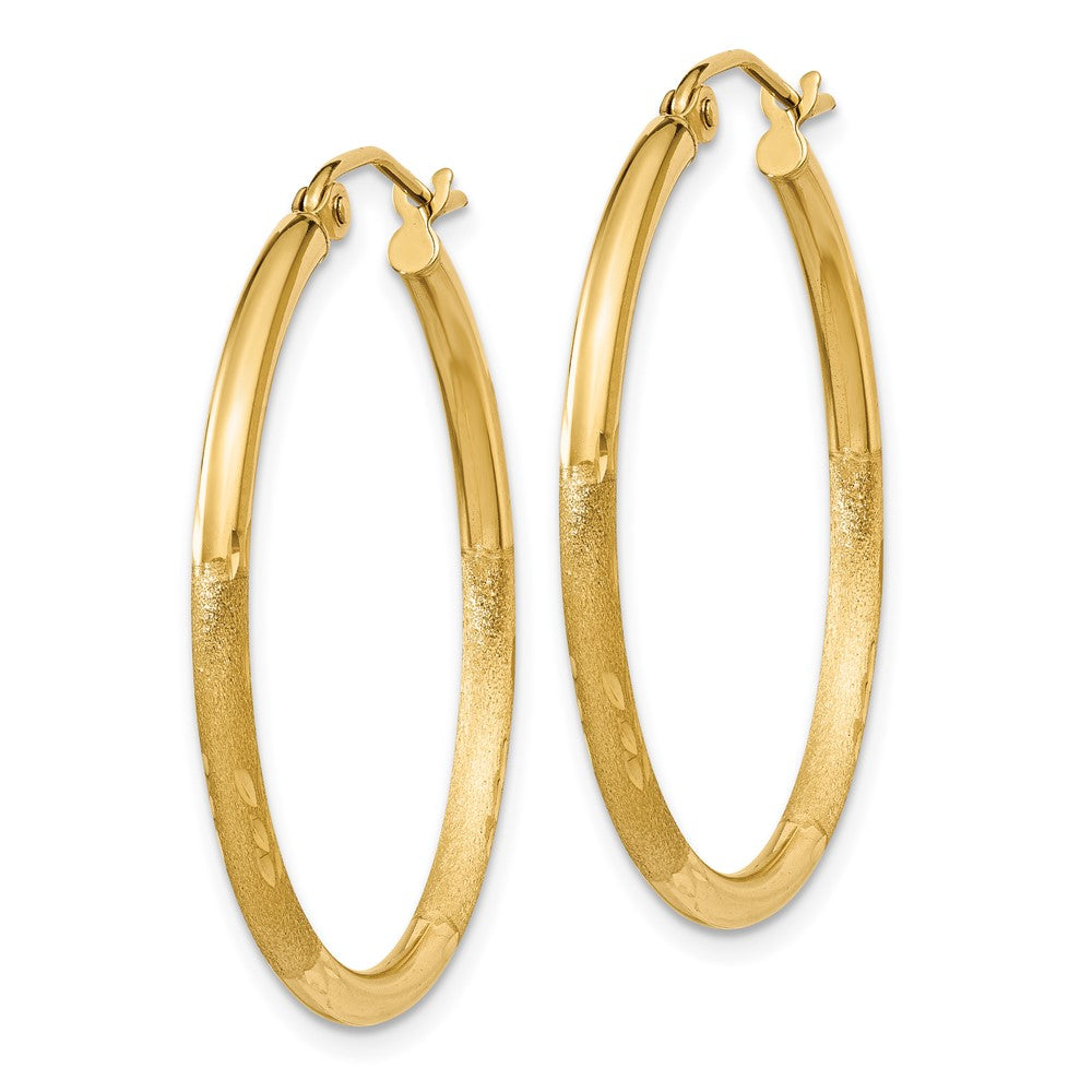 14k Yellow Gold 2 mm Round Tube Hoop Earrings (1.53 grams)