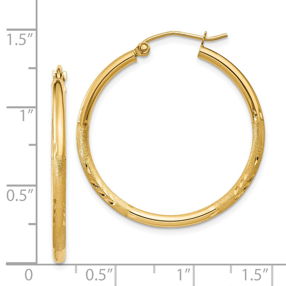 14k Yellow Gold 2 mm Round Tube Hoop Earrings (1.53 grams)