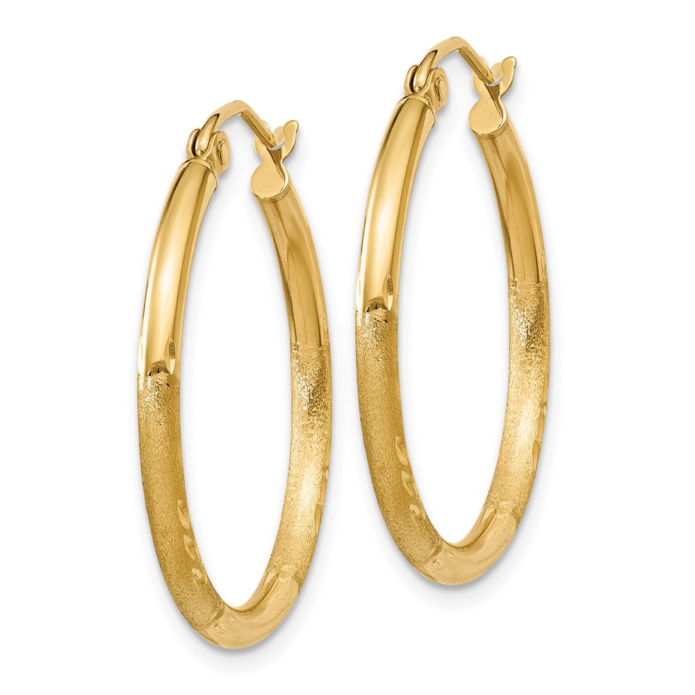 14k Yellow Gold 2 mm Round Tube Hoop Earrings (1.37 grams)