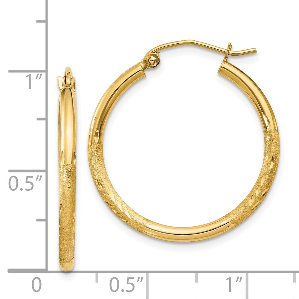 14k Yellow Gold 2 mm Round Tube Hoop Earrings (1.37 grams)