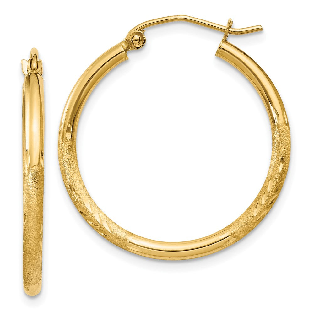 14k Yellow Gold 2 mm Round Tube Hoop Earrings (1.37 grams)