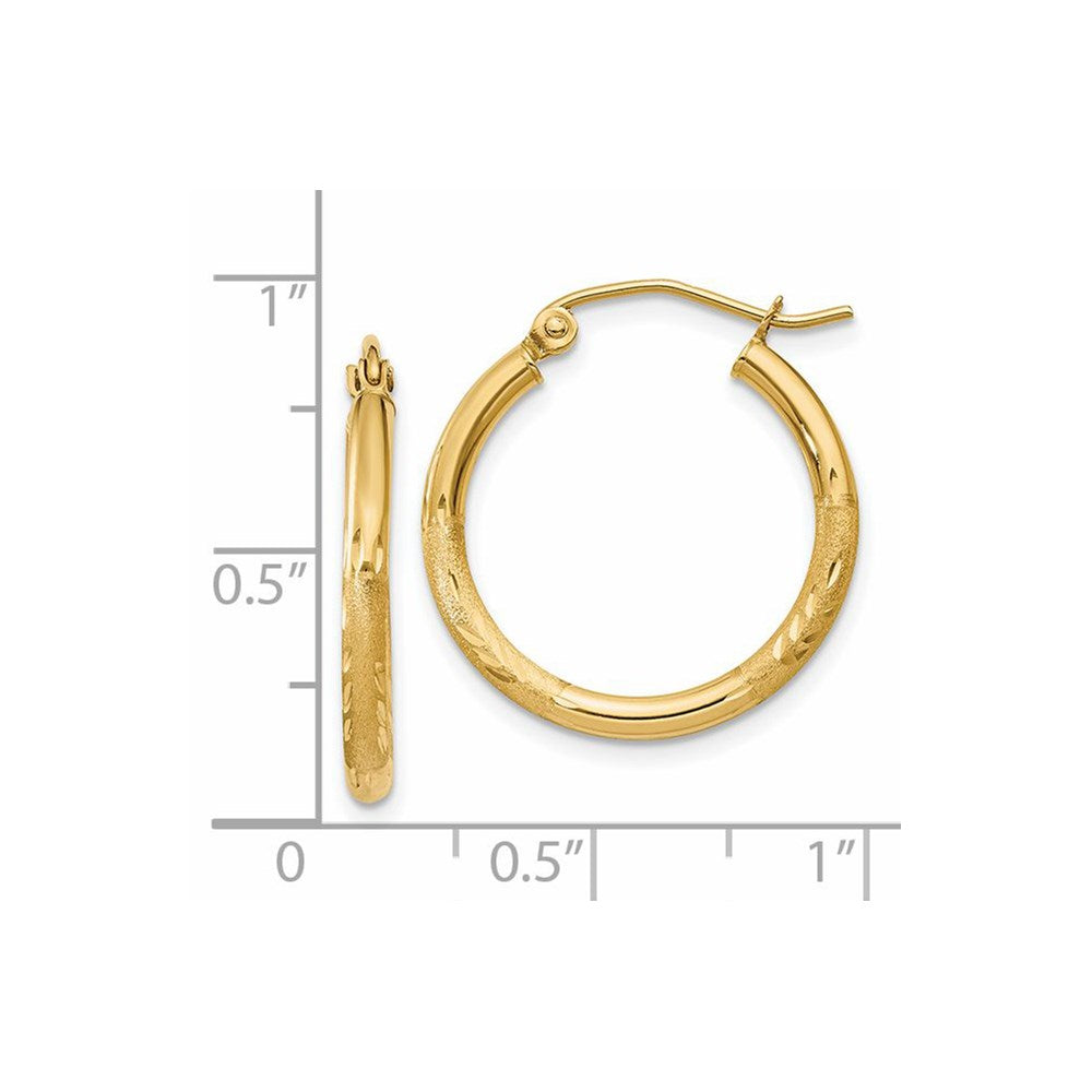 14k Yellow Gold 2 mm Round Tube Hoop Earrings (1.05 grams)