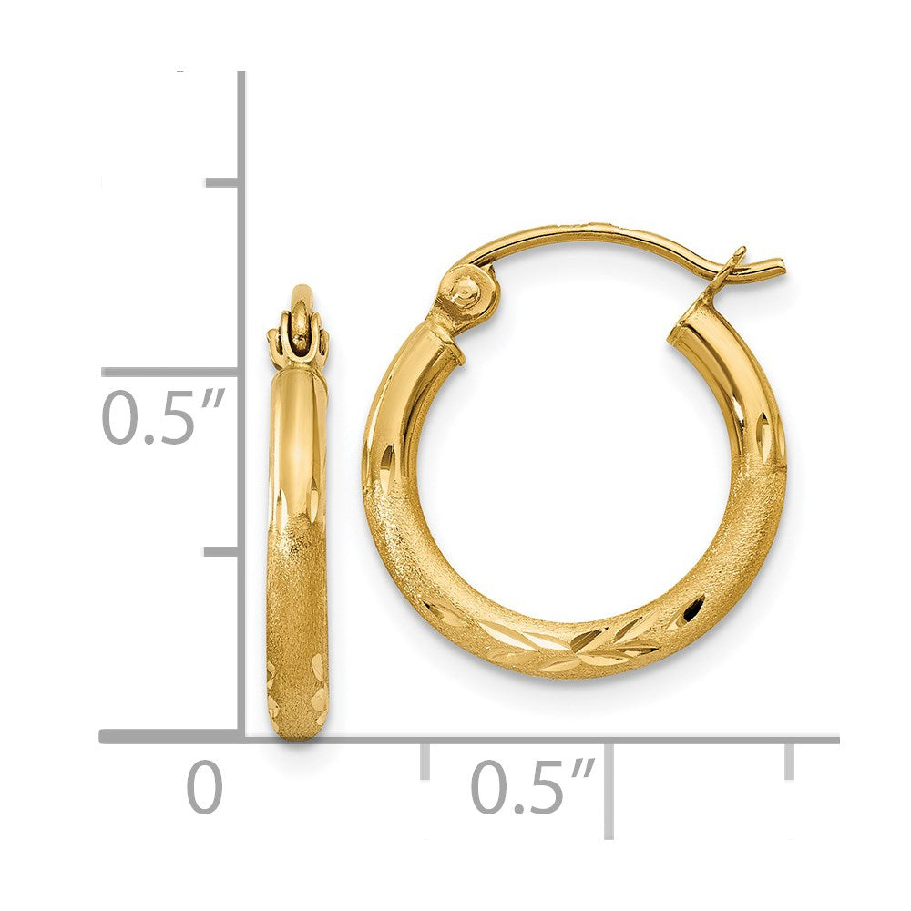 14k Yellow Gold 2 mm Round Tube Hoop Earrings (0.85 grams)