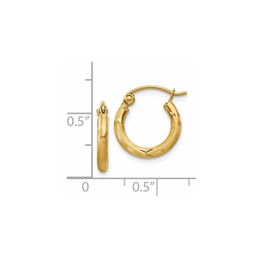 14k Yellow Gold 2 mm Round Tube Hoop Earrings (0.74 grams)
