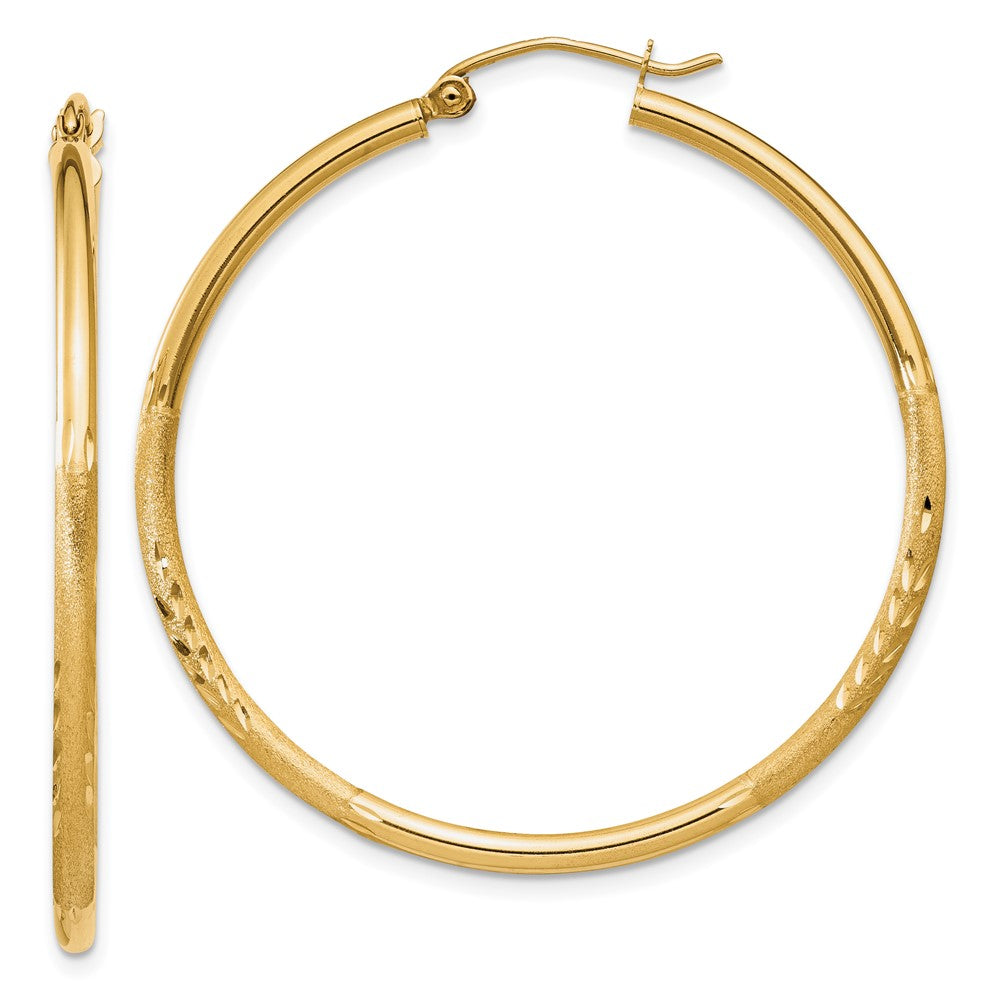 14k Yellow Gold 2 mm Round Tube Hoop Earrings (2.17 grams)