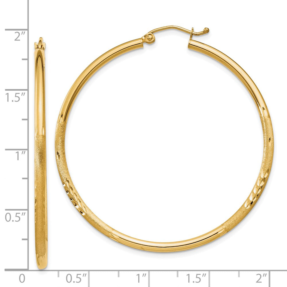 14k Yellow Gold 2 mm Round Tube Hoop Earrings (2.34 grams)