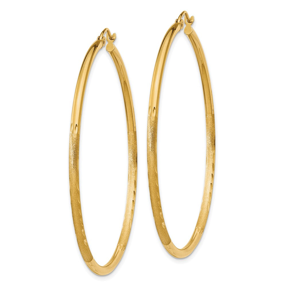 14k Yellow Gold 2 mm Round Tube Hoop Earrings (2.63 grams)