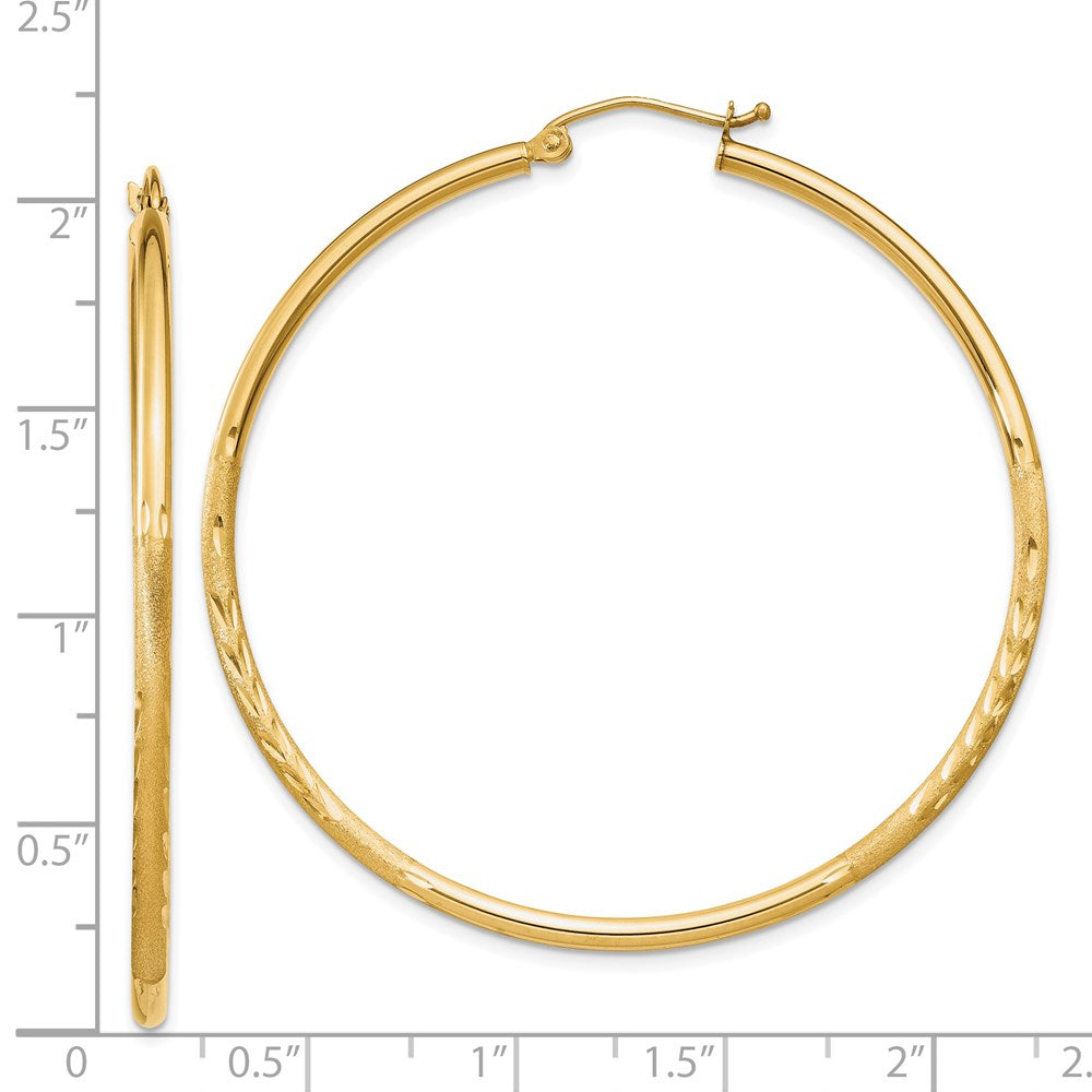 14k Yellow Gold 2 mm Round Tube Hoop Earrings (2.63 grams)