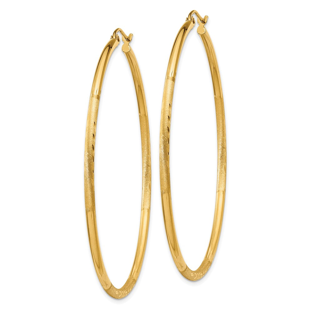 14k Yellow Gold 2 mm Round Tube Hoop Earrings (2.87 grams)