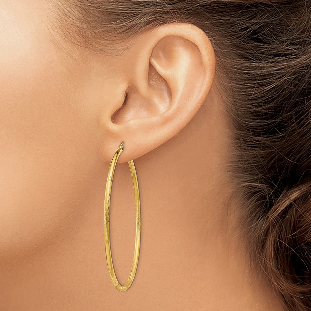 14k Yellow Gold 2 mm Round Tube Hoop Earrings (2.87 grams)