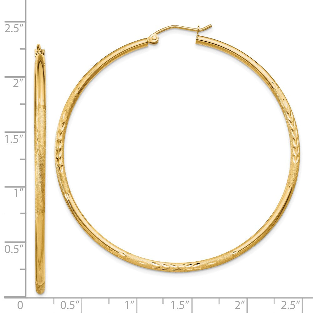 14k Yellow Gold 2 mm Round Tube Hoop Earrings (2.87 grams)