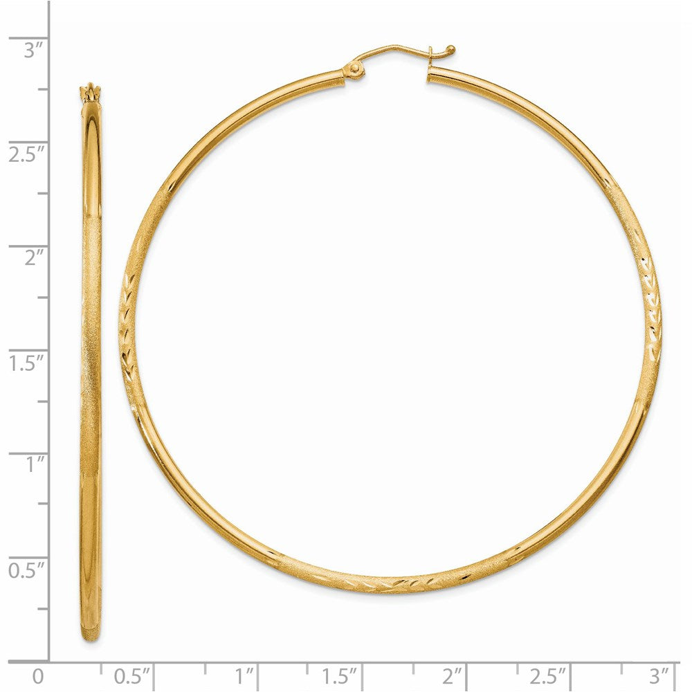 14k Yellow Gold 2 mm Round Tube Hoop Earrings (3.55 grams)
