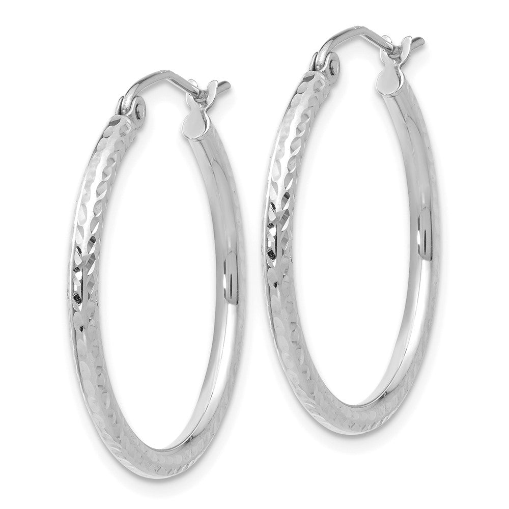 14k White Gold 2 mm Round Tube Hoop Earrings (1.24 grams)