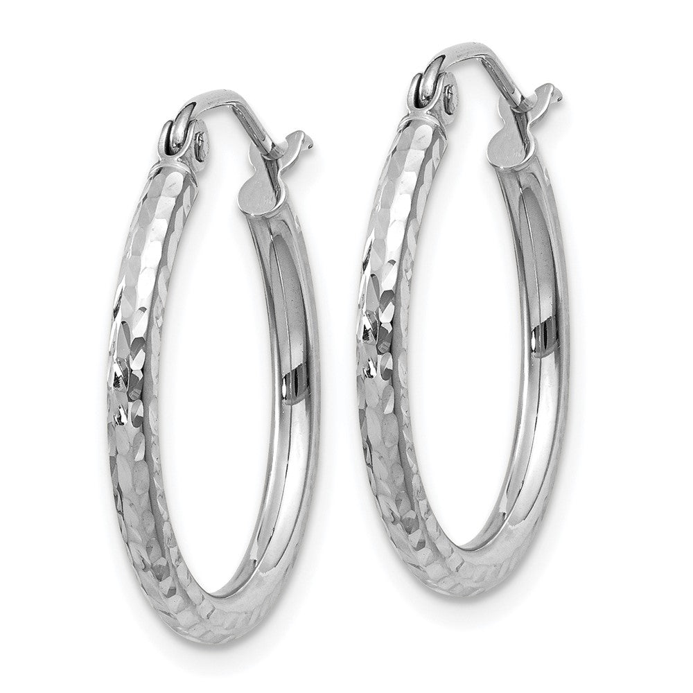 14k White Gold 2 mm Round Tube Hoop Earrings (1.03 grams)