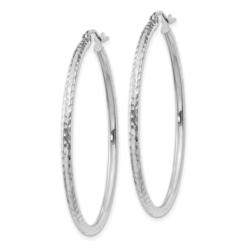 14k White Gold 2 mm Round Tube Hoop Earrings (1.85 grams)
