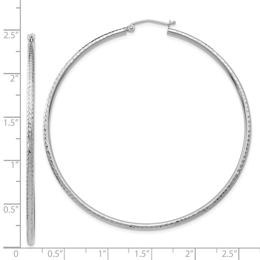 14k White Gold 2 mm Round Tube Hoop Earrings (2.66 grams)