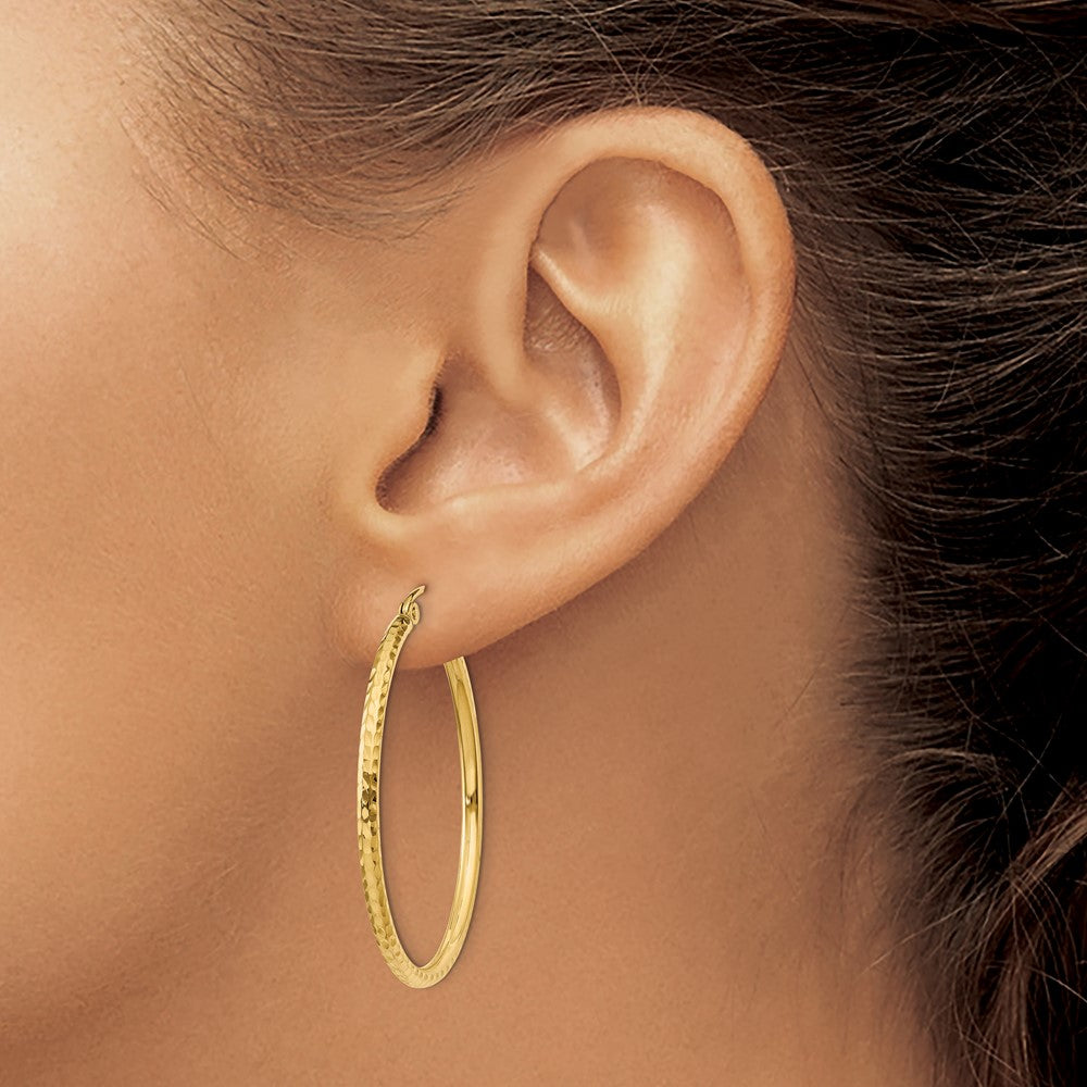 14k Yellow Gold 2 mm Round Tube Hoop Earrings (1.63 grams)