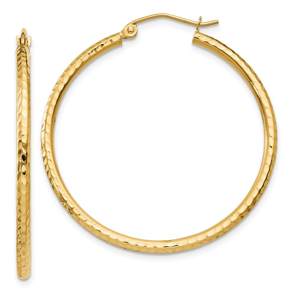14k Yellow Gold 2 mm Round Tube Hoop Earrings (1.63 grams)