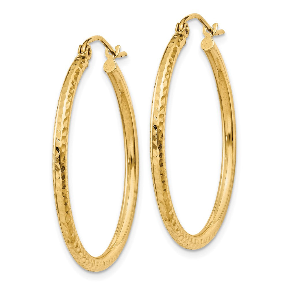 14k Yellow Gold 2 mm Round Tube Hoop Earrings (1.42 grams)