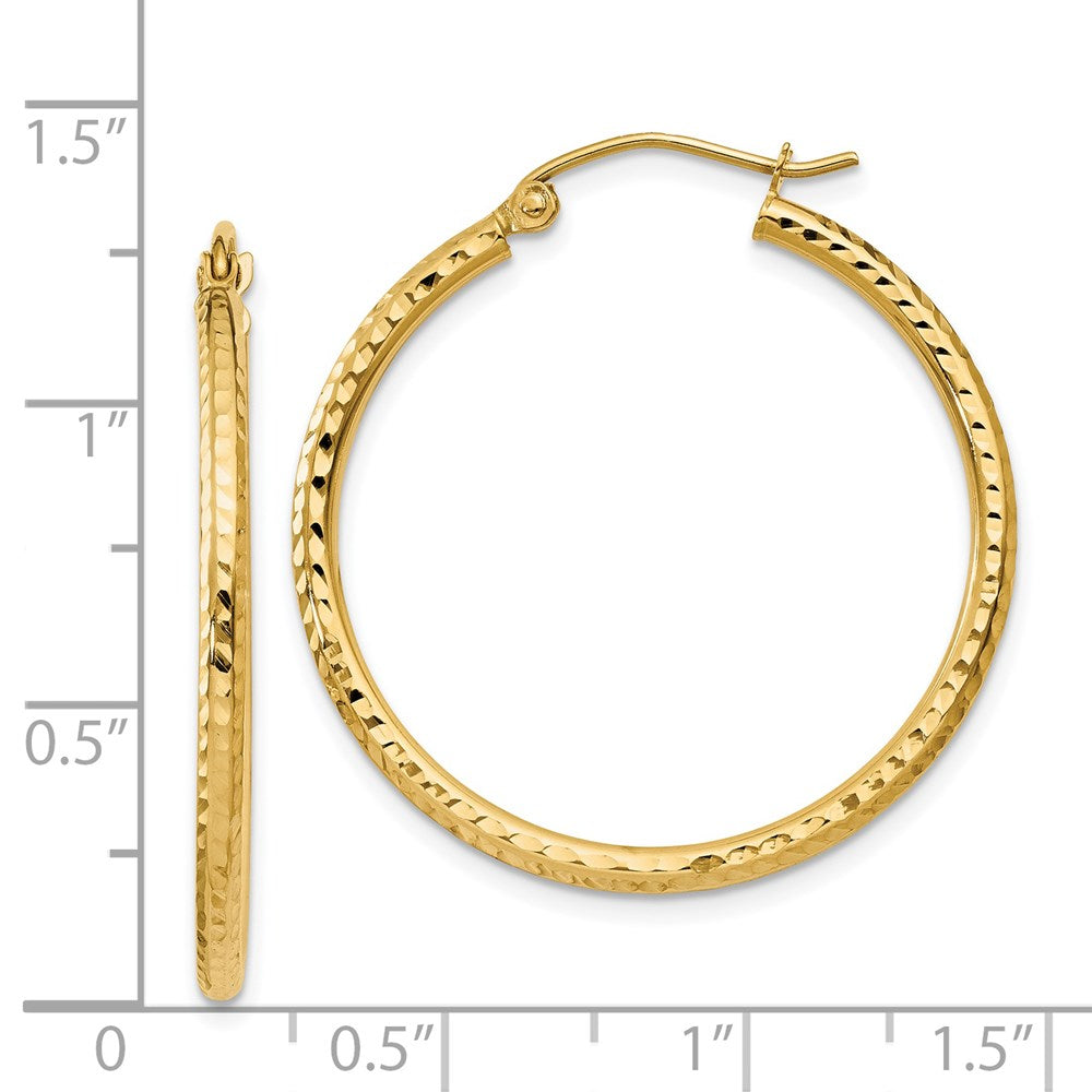 14k Yellow Gold 2 mm Round Tube Hoop Earrings (1.42 grams)