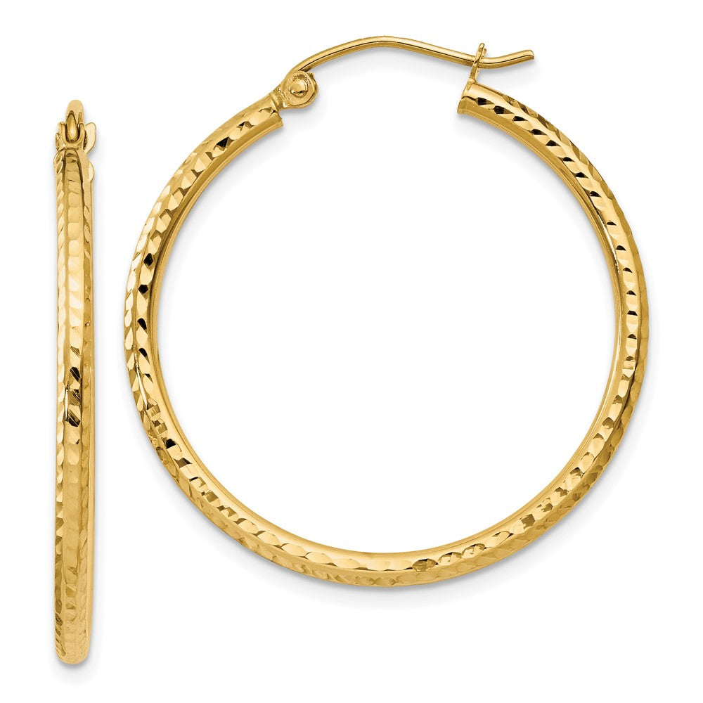 14k Yellow Gold 2 mm Round Tube Hoop Earrings (1.42 grams)