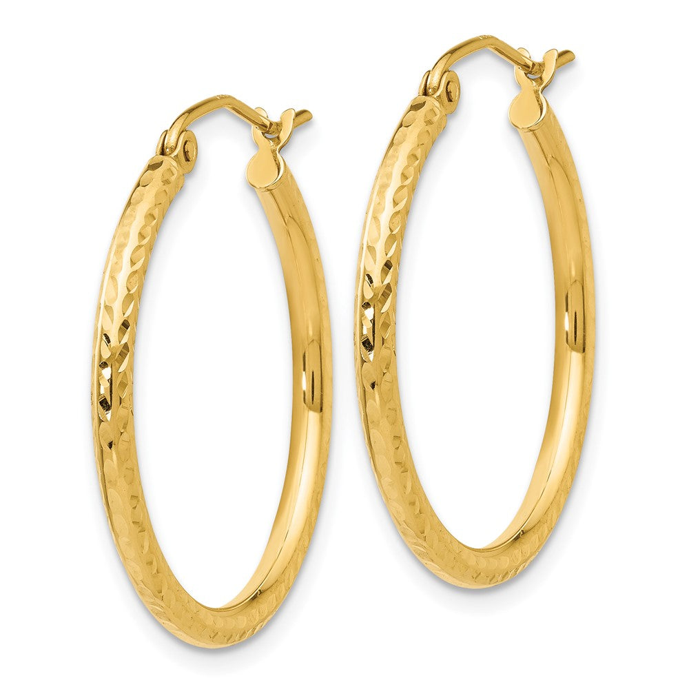 14k Yellow Gold 2 mm Round Tube Hoop Earrings (1.2 grams)