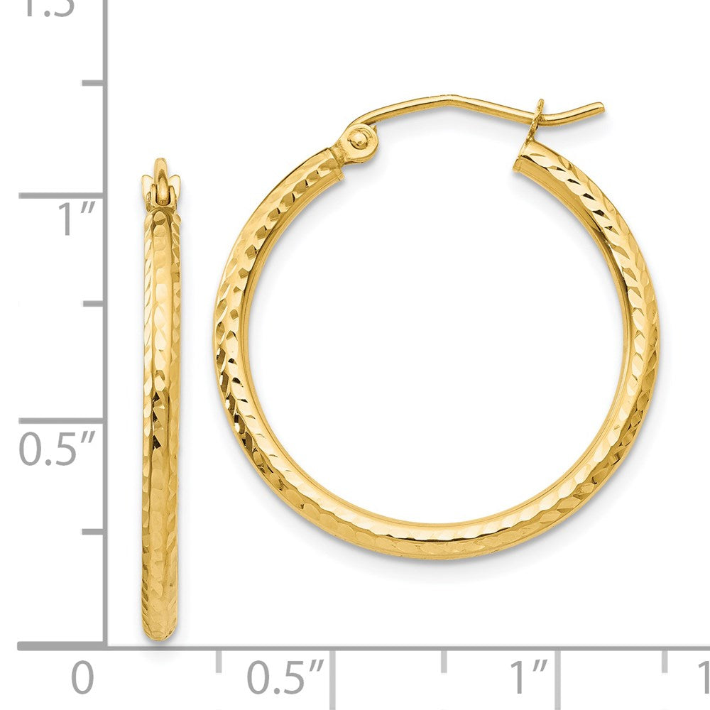 14k Yellow Gold 2 mm Round Tube Hoop Earrings (1.2 grams)