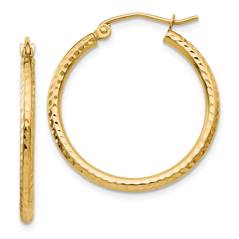 14k Yellow Gold 2 mm Round Tube Hoop Earrings (1.2 grams)