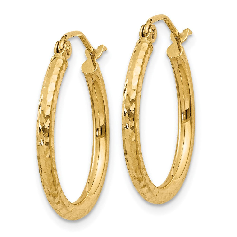 14k Yellow Gold 2 mm Round Tube Hoop Earrings (0.99 grams)