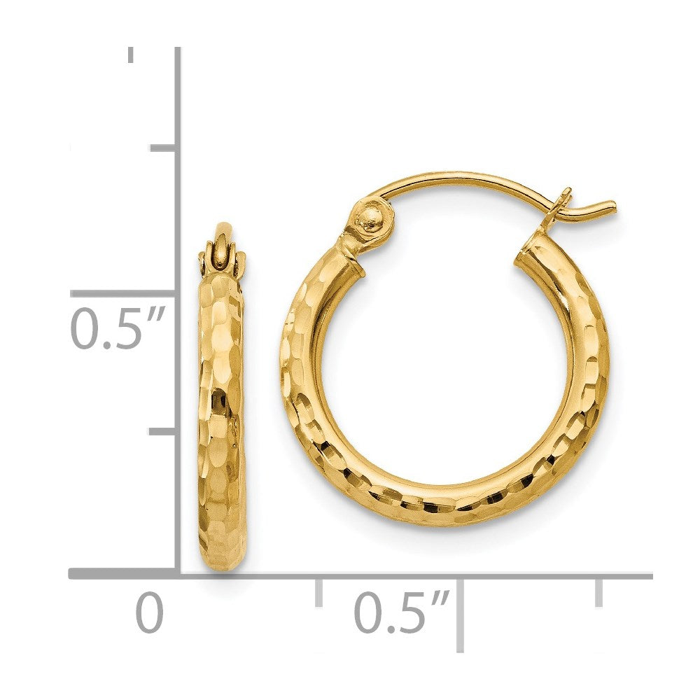14k Yellow Gold 2 mm Round Tube Hoop Earrings (0.74 grams)
