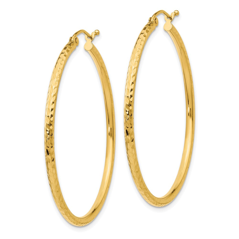 14k Yellow Gold 2 mm Round Tube Hoop Earrings (1.94 grams)