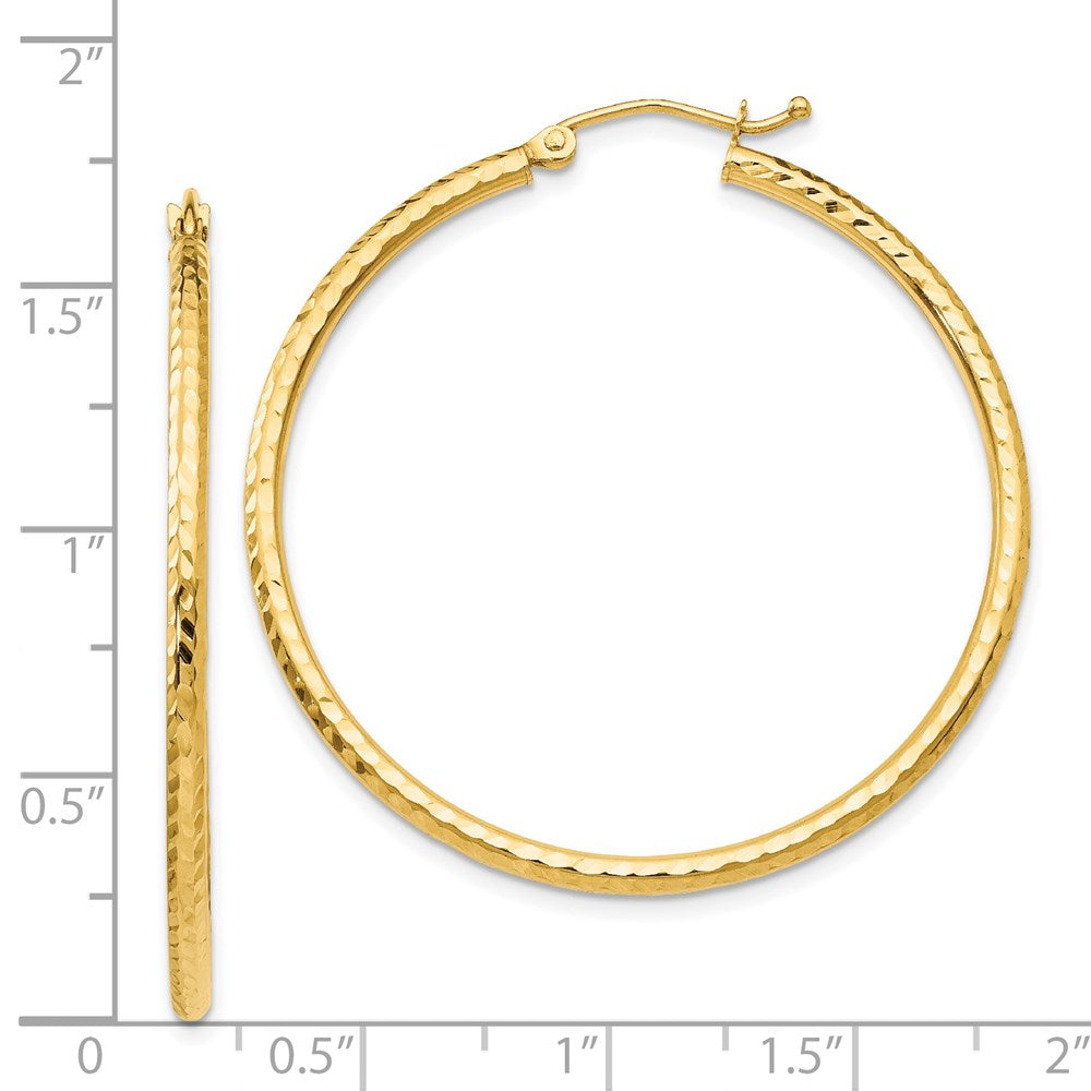 14k Yellow Gold 2 mm Round Tube Hoop Earrings (1.94 grams)