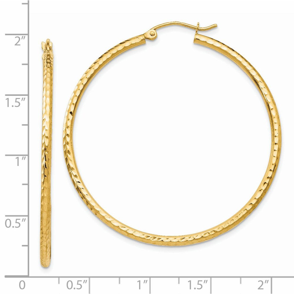14k Yellow Gold 2 mm Round Tube Hoop Earrings (2 grams)