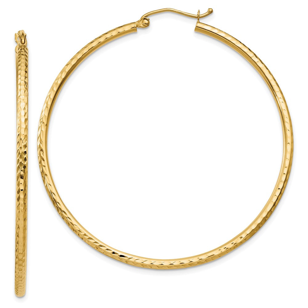14k Yellow Gold 2 mm Round Tube Hoop Earrings (2.34 grams)
