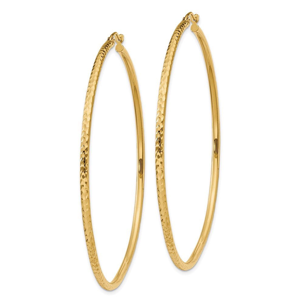 14k Yellow Gold 2 mm Round Tube Hoop Earrings (2.76 grams)