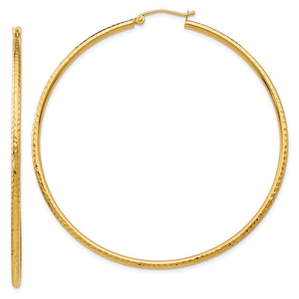 14k Yellow Gold 2 mm Round Tube Hoop Earrings (2.76 grams)