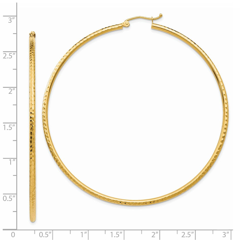 14k Yellow Gold 2 mm Round Tube Hoop Earrings (2.92 grams)