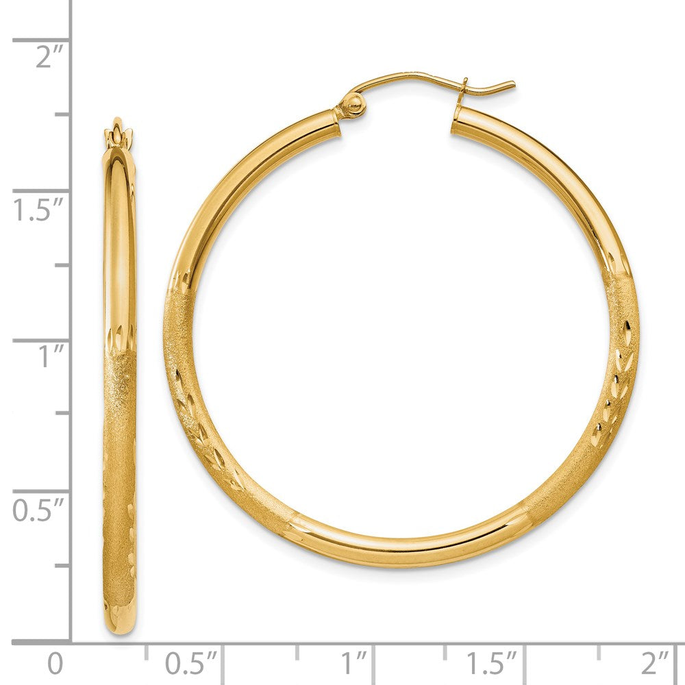 14k Yellow Gold 2.5 mm Round Hoop Earrings (2.33 grams)