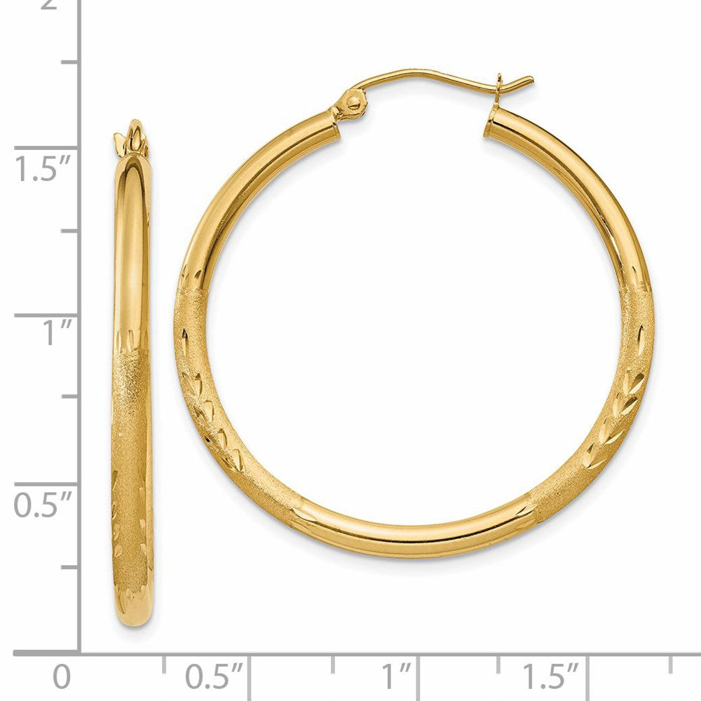 14k Yellow Gold 2.5 mm Round Hoop Earrings (2.35 grams)