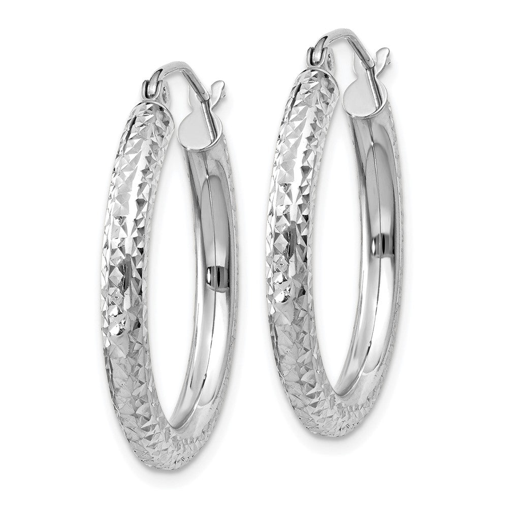 14k White Gold 3 mm Round Hoop Earrings (1.85 grams)