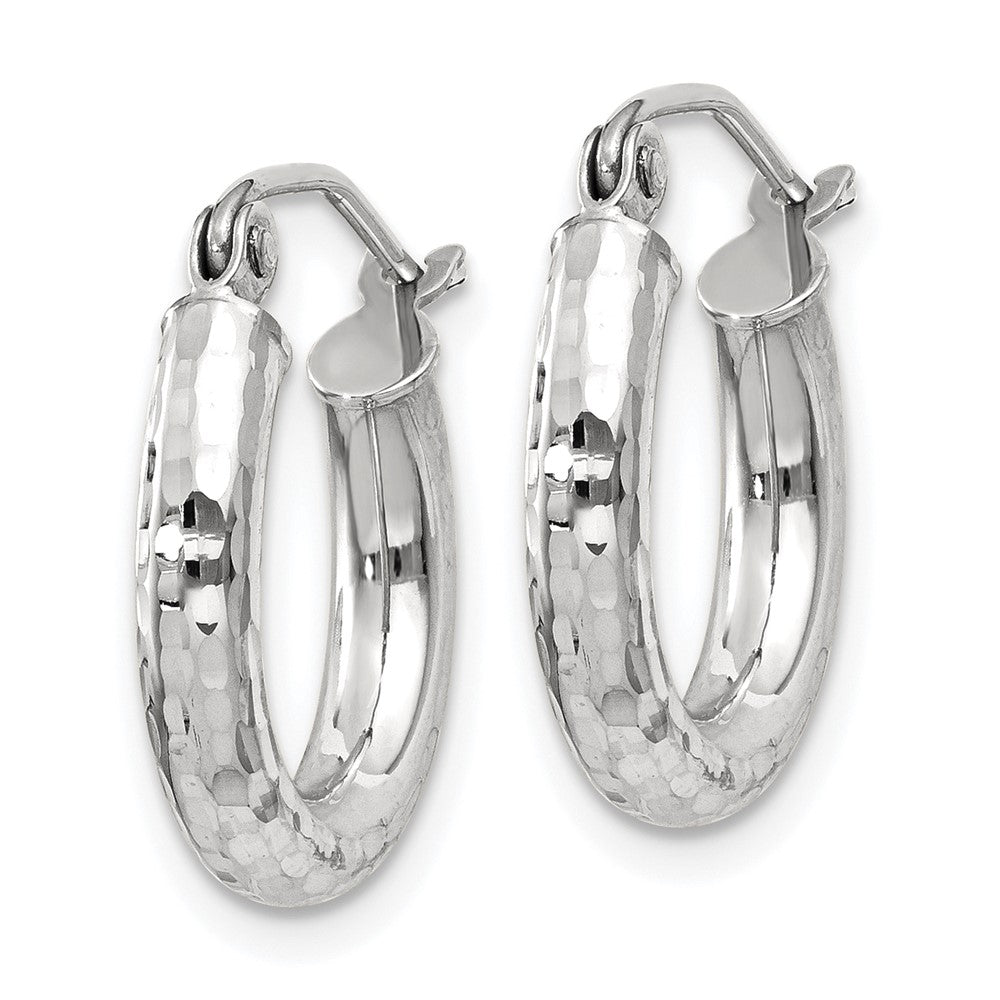 14k White Gold 3 mm Round Hoop Earrings (1.2 grams)