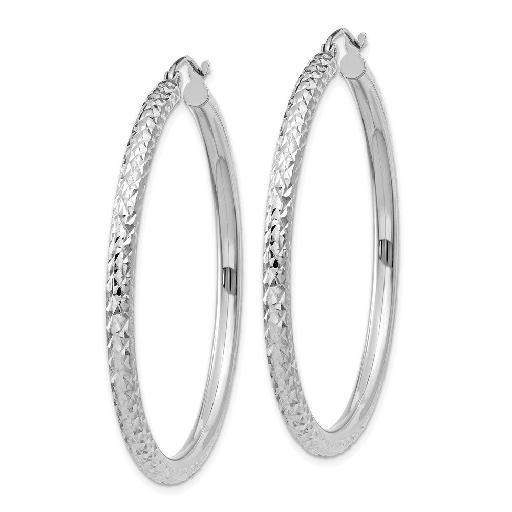 14k White Gold 3 mm Round Hoop Earrings (3.24 grams)