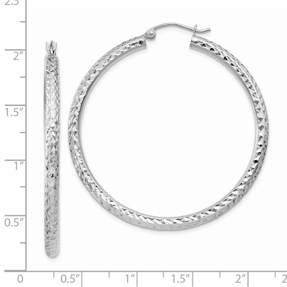 14k White Gold 3 mm Round Hoop Earrings (3.24 grams)