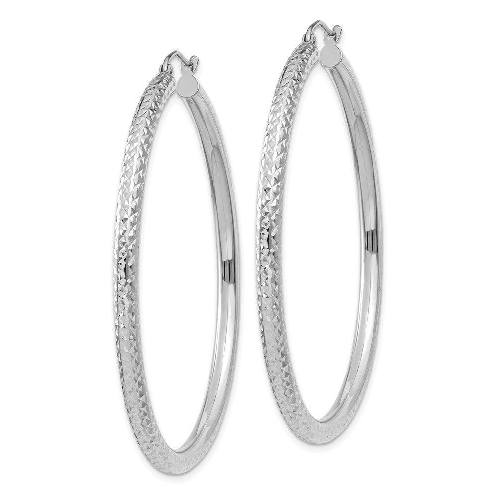 14k White Gold 3 mm Round Hoop Earrings (3.63 grams)