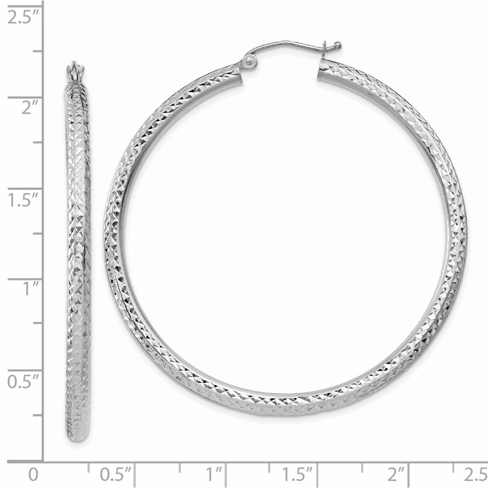 14k White Gold 3 mm Round Hoop Earrings (3.63 grams)