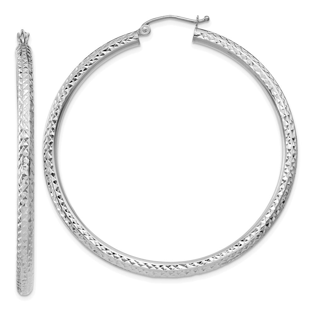 14k White Gold 3 mm Round Hoop Earrings (3.63 grams)