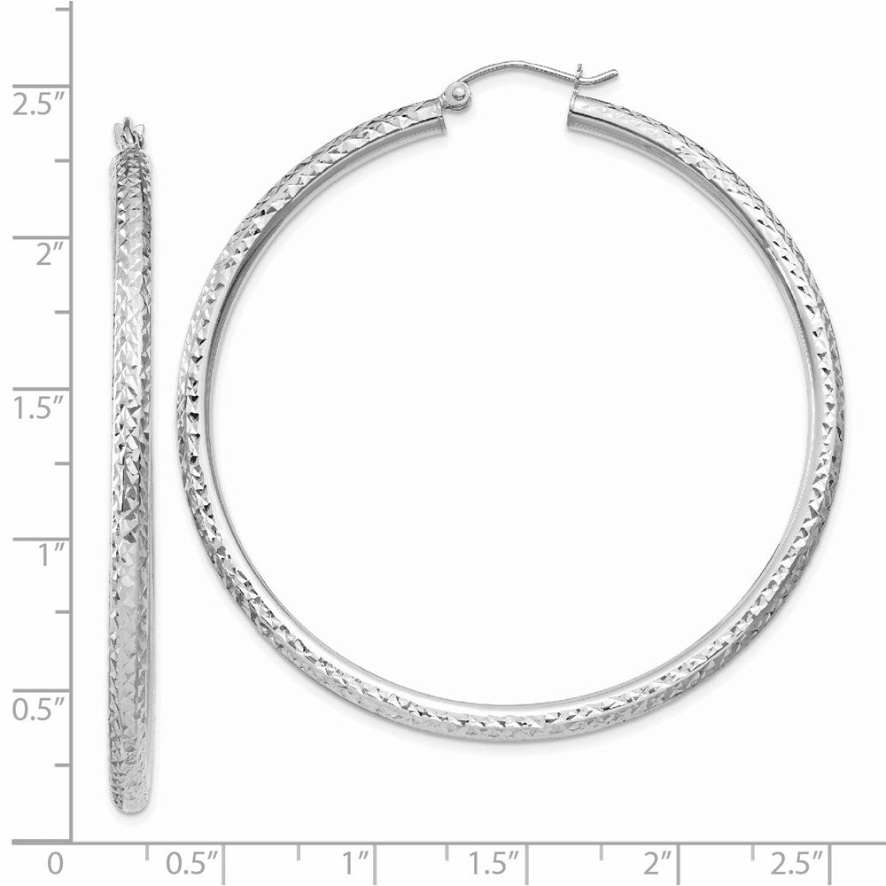 14k White Gold 3 mm Round Hoop Earrings (4.08 grams)