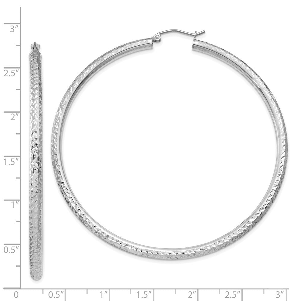 14k White Gold 3 mm Round Hoop Earrings (4.66 grams)