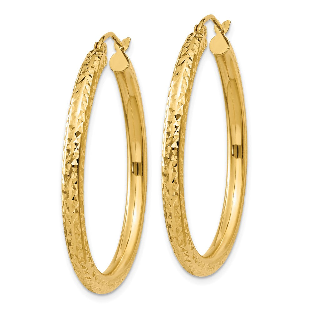 14k Yellow Gold 3 mm Round Hoop Earrings (2.52 grams)