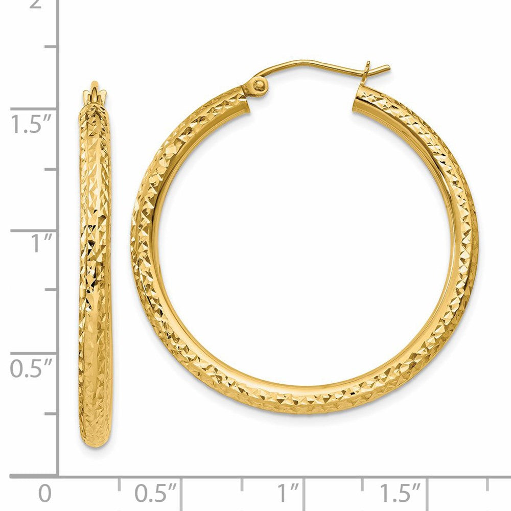 14k Yellow Gold 3 mm Round Hoop Earrings (2.52 grams)